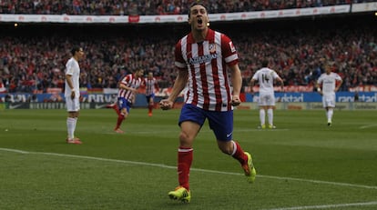 Koke celebra el gol del empate