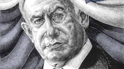 Ilustración de Benjamin Netanyahu por