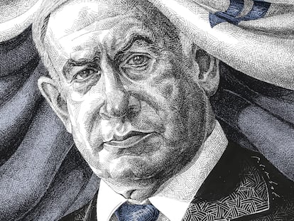 Ilustración de Benjamin Netanyahu por