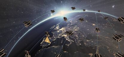 Recreación de la constelación de satélites diseñada por el consorcio español. 
