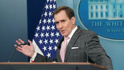 White House National Security Council spokesperson John Kirby at a press conference this Wednesday.