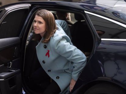 La candidata del Partido Liberal Demócrata, Jo Swinson, este domingo en Londres