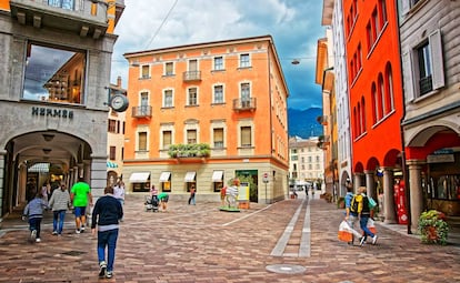 La Via Nassa, en el centro de Lugano (Suiza). 