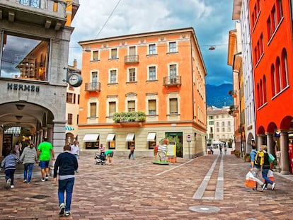 La Via Nassa, en el centro de Lugano (Suiza). 