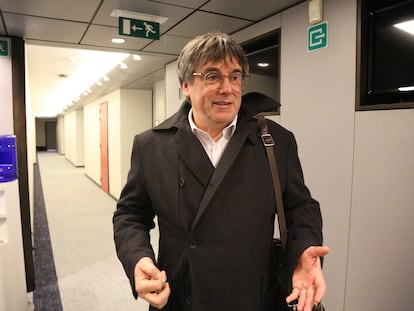 Carles Puigdemont, a la salida de su despacho en el Parlamento Europeo, la pasada semana.