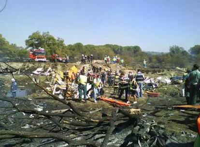 Lugar en el que se estrelló el MD-82 de Spanair el pasado 20 de agosto en Madrid.