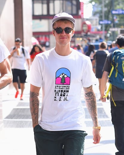 Justin Bieber, paseando por Nueva York, el 13 de agosto de 2017.