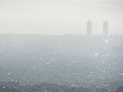 La contaminaci&oacute;n en Barcelona este martes. 