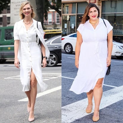 La supermodelo Karlie Kloss y su vestido blanco también han sido objeto de 'copia' por parte de la bloguera.