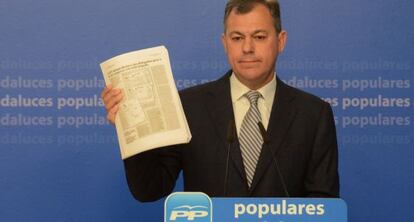 El secretario general del PP andaluz, José Luis Sanz, este viernes en Sevilla.