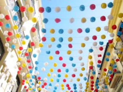 A Ronda street decorated for local festivities.