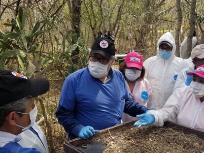 Familiares de desaparecidos trabajan en la exhumación de fosas clandestinas en El Mante, México.