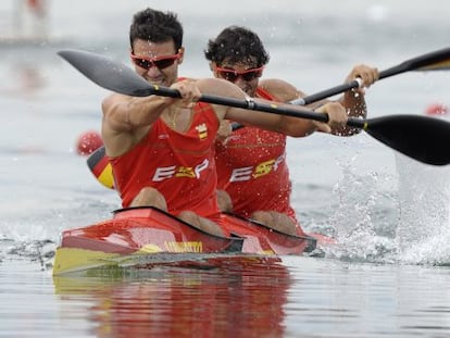 Craviotto y Rial, durante la final de Pekín.