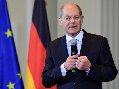 El canciller alemán Olaf Scholz, durante la ceremonia de cambio de gobierno celebrada en Berlín esta semana.