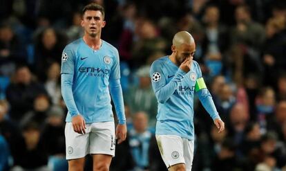 Laporte y Silva, durante el partido.