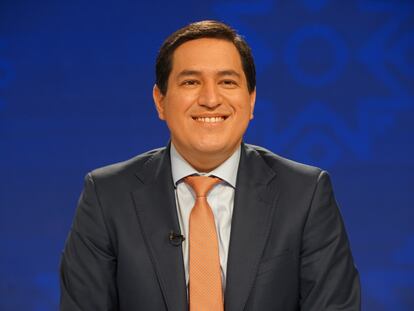 O candidato à presidência do Equador, Andrés Arauz, durante debate em Guayaquil.