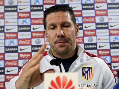 Diego Pablo Simeone, este martes en rueda de prensa.