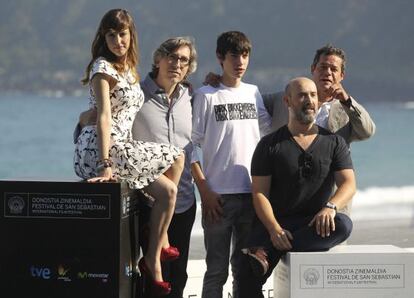 El cineasta David Trueba y los actores Jorge Sanz, Natalia de Molina, Javier C&aacute;mara y Francesc Colomer. 