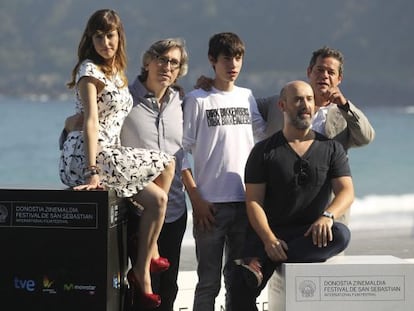 El cineasta David Trueba y los actores Jorge Sanz, Natalia de Molina, Javier Cámara y Francesc Colomer.