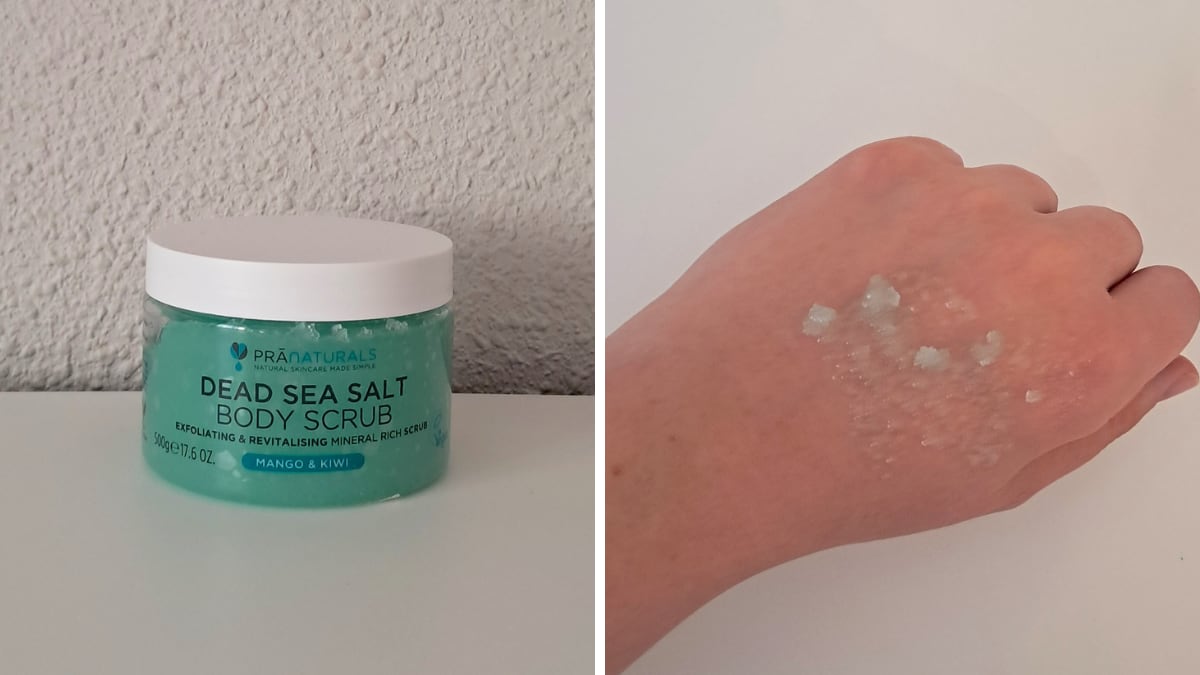 Así es la textura del exfoliante corporal Dead Sea Salt Body Scrub de Pranaturals.