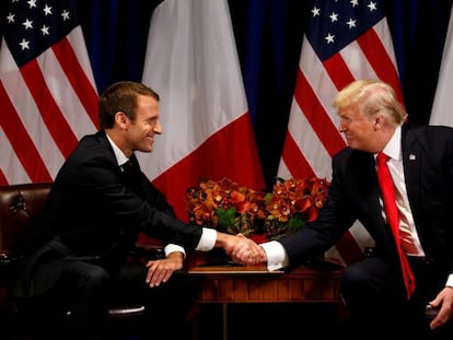 Donald Trump e Emmanuel Macron em Nova York, em 18 de setembro.