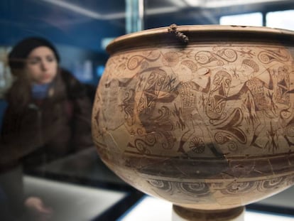 Vaso de los Guerreros, datado entre los siglos III y II antes de Cristo, obra cumbre del arte ibérico.