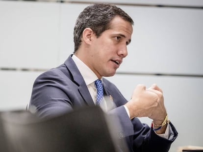 Juan Guaidó, neste sábado no seu escritório de Caracas.