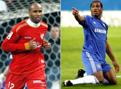 Kanouté y Drogba, con el Sevilla y el Chelsea.