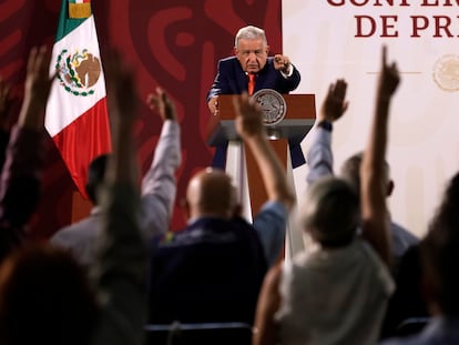 Andrés Manuel López Obrador durante una conferencia matutina.