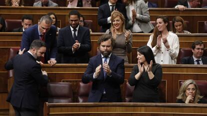 Los diputados de Vox en el Congreso, este martes. 