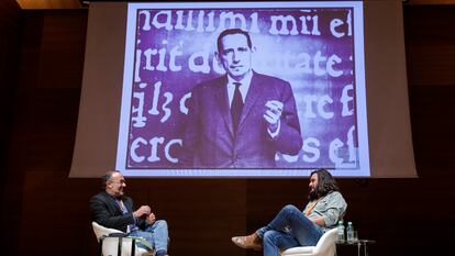 Manuel Jabois (derecha) y Jesús Marchamalo en el I Congreso Internacional Miguel Delibes, el jueves 7.