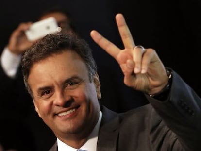 A&eacute;cio Neves antes do debate do dia 19 de outubro. 