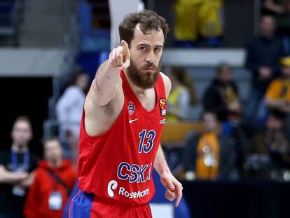 Sergio Rodríguez, en el cuarto partido del CSKA ante el Khimki.