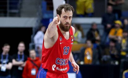 Sergio Rodríguez, en el cuarto partido del CSKA ante el Khimki.