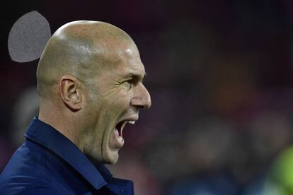 El grito de Zidane durante el partido contra el Athletic. 
