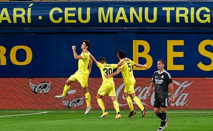 Gerard Moreno celebra su gol ante el Madrid este sábado en La Cerámica.