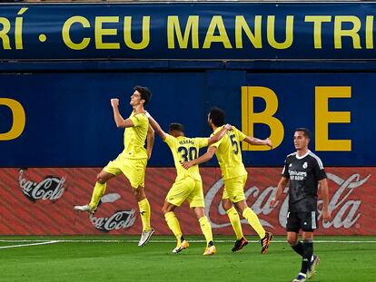 Gerard Moreno celebra su gol ante el Madrid este sábado en La Cerámica.