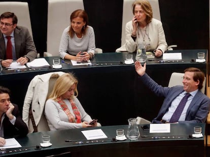 José Luis Martínez-Almeida, del Partido Popular, durante un pleno extraordinario del Ayuntamiento de Madrid.