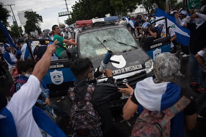 Protestas durante Managua (Nicaragua) en 2018 contra el Gobierno de Daniel Ortega. 
