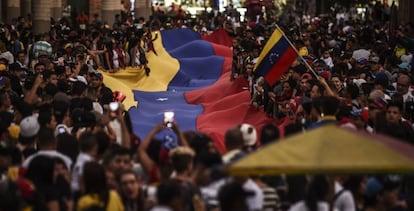 Manifestación en apoyo al presidente de la Asamblea Nacional, Juan Guaidó.