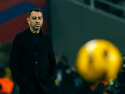 Xavi Hernández durante el partido entre el Barcelona y el Villarreal.