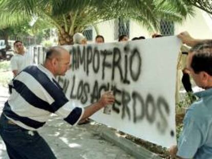 Varios trabajadores de Campofrío durante una protesta. EFE/Archivo