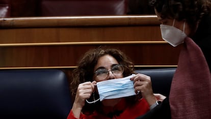 Finance Minister and government spokesperson María Jesús Montero in Congress on Wednesday.