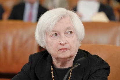 Treasury Secretary Janet Yellen listens as she testifies during a House Ways and Means committee hearing on President Joe Biden's fiscal year 2024 budget request, Friday, March 10, 2023, on Capitol Hill in Washington.