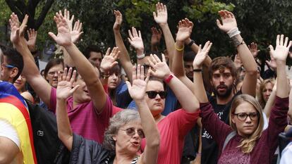 Manifestación en Terrassa en las protestas del 3 de octubre.