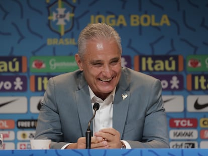 Adenor Leonardo Bacchi "Tite", seleccionador de Brasil, en la rueda de prensa en la que ha anunciado la lista de los convocados para el Mundial, este lunes.