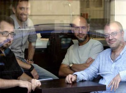 Paco Plaza, Daniel Sánchez Arévalo, Jaume Balagueró y Daniel Monzón (de izquierda a derecha) reunidos en vísperas de viajar a la Mostra de Venecia.