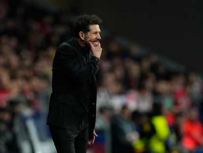 Diego Pablo Simeone, durante el Atlético-Inter de Milán de los octavos de final de la Liga de Campeones.