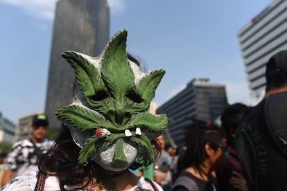 Un manifestante en una marcha promarihuana en Ciudad de México. 