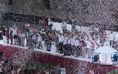 El Gobierno de Ciudad de México informó que la cifra de asistentes al cierre de campaña de Sheinbaum en el Zócalo es de 550.000.

